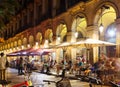 Outdoor restaurants at Placa Reial in night. Barcelona Royalty Free Stock Photo