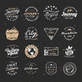 Outdoor retro logos bundle. Vector adventure logos pack with rough and distressed effect