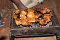 Outdoor roast chicken made at night in Sri Lanka