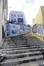 Outdoor Rocky Stairs - Typical Old Town Street Lisbon Royalty Free Stock Photo