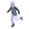 Outdoor rollerblade icon, isometric style
