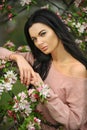 Outdoor romantic portrait of beautiful young woman. Royalty Free Stock Photo