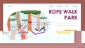 Outdoor rope park concept banner in flat vector illustration isolated Royalty Free Stock Photo