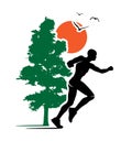 Outdoor Running Trail Runner Nature Logo Illustration