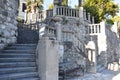 Outdoor sandstone stairs and balustrades.White stone balusters. Baroque balustrade Royalty Free Stock Photo