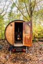 Outdoor sauna in the forest Royalty Free Stock Photo