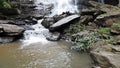 Small natural pond close to a waterfall