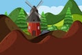 An outdoor scene with wildmill Royalty Free Stock Photo