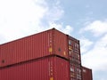 Outdoor scenery during day time at shipping container warehouse.