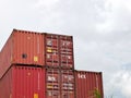 Outdoor scenery during day time at shipping container warehouse.