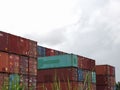 Outdoor scenery during day time at shipping container warehouse.