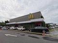 Outdoor scenery McDonald`s restaurant drive through area. Royalty Free Stock Photo