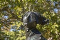 Outdoor sculpture, close-up face, bronze