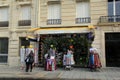 Outdoor shopping on sidewalks near Eiffel Tower, Paris,France,2016