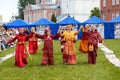 Outdoor show of collection of handmade dresses