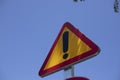 sign with exclamation mark. outdoor caution sign Royalty Free Stock Photo