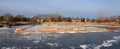 Outdoor skating rink on a suburban pond Royalty Free Stock Photo