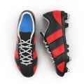 Outdoor soccer cleats shoes on white. Top view. 3D illustration Royalty Free Stock Photo