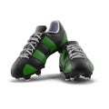 Outdoor soccer cleats shoes on white. 3D illustration