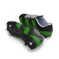 Outdoor soccer cleats shoes on white. 3D illustration