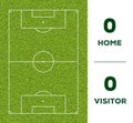 Outdoor Soccer line, game score display and green grass field background