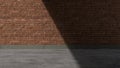 Outdoor A space where an uneven brick wall matches a polished concrete floor Sharp shadows Abstract street modern 3d rendering