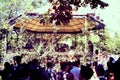 AN OUTDOOR SPANISH ARMY BAND CONCERT IN THE PARK OF THE CITY OF JACA IN NORTHERN SPAIN