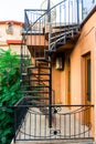 Outdoor spiral stairs, fire escape Royalty Free Stock Photo