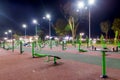 Outdoor sports ground in city park. Night view landscape Royalty Free Stock Photo