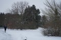 Outdoor sports in snowy winter. Berlin, Germany Royalty Free Stock Photo