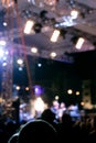 Outdoor stage with colorful spotlights during rock concert. blur Royalty Free Stock Photo