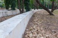 Outdoor stone seat of tennis court Royalty Free Stock Photo