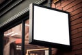 Outdoor store banner signage mockup - signboard for shop, store, restaurant in urban ambient Royalty Free Stock Photo