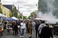 outdoor street festival on main street of small town