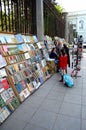 Outdoor street side book stall with customers Tbilisi Georgia