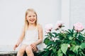 Outdoor summer portrait of happy adorable 5 year old little girl Royalty Free Stock Photo