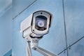 Outdoor surveillance camera on the wall