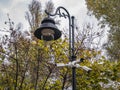 Outdoor surveillance cameras on a street lighting pole