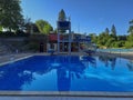 Outdoor swimming pool with diving boards