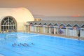 Outdoor swimming pool synchronized swimmers Royalty Free Stock Photo