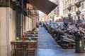 Outdoor tables set for the customers in the restaurant in Rome