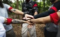 Outdoor team orienteering activity togetherness