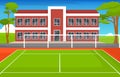 Outdoor Tennis Court Sport Game Recreation Cartoon School Hotel Landscape