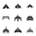 Outdoor tent icon set, simple style
