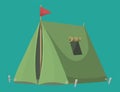 Outdoor tent vector illustration nature leisure travel activity adventure tourism forest campsite shelter.