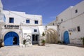 Outdoor Terrace, Restaurant and Hotel at Djerba Market, Tunisia Royalty Free Stock Photo