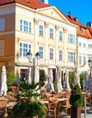 Outdoor terrace restaurant street Hungary Royalty Free Stock Photo