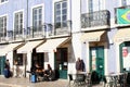 Outdoor terraces people eating, Alfama, Lisbon