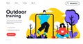 Outdoor training concept for landing page template. Vector illustration