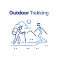 Outdoor trekking concept, nature hiking, natural tourism, ecological path, ascent mountains, trail walking